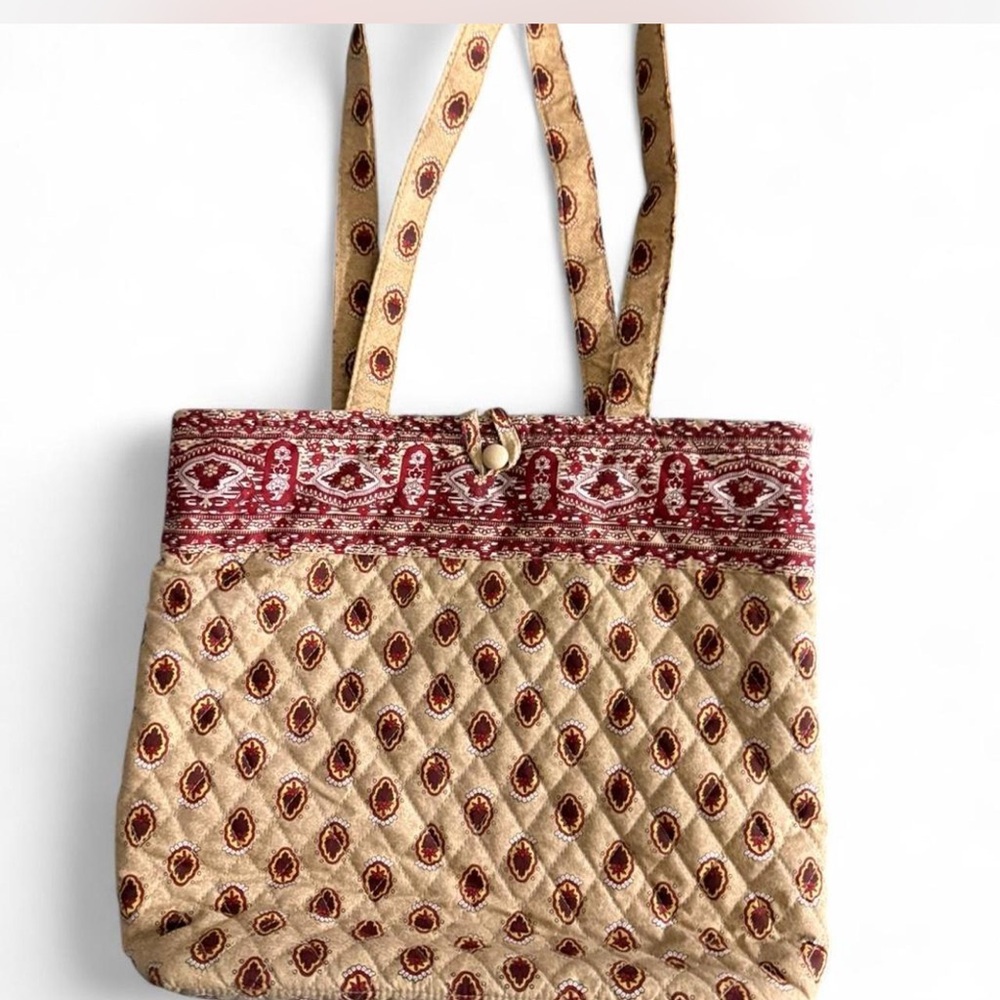 Elegant Red and Tan Tote Bag
